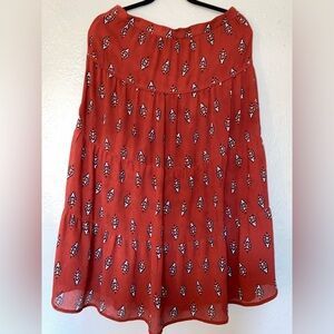 LOFT Red A-Line Skirt with Pattern